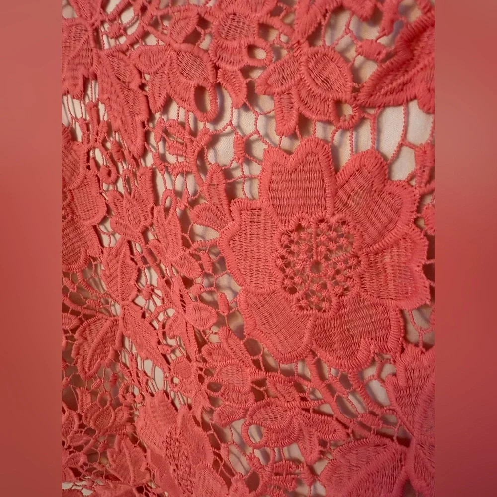 LOFT Coral Floral Lace Mini Skirt